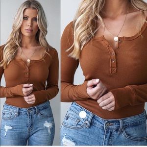 Liv Long Sleeve Top- COCOA